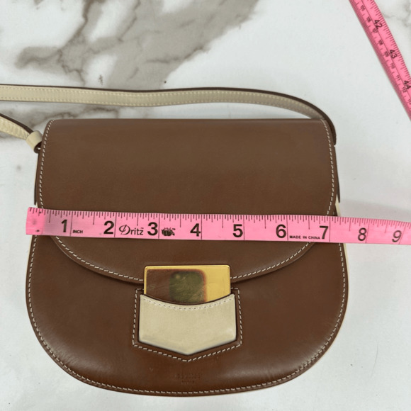 Celine 2016 Phoebe Philo Trotteur Crossbody Flap Bag Two Tone Beige Brown - Picture 11 of 16